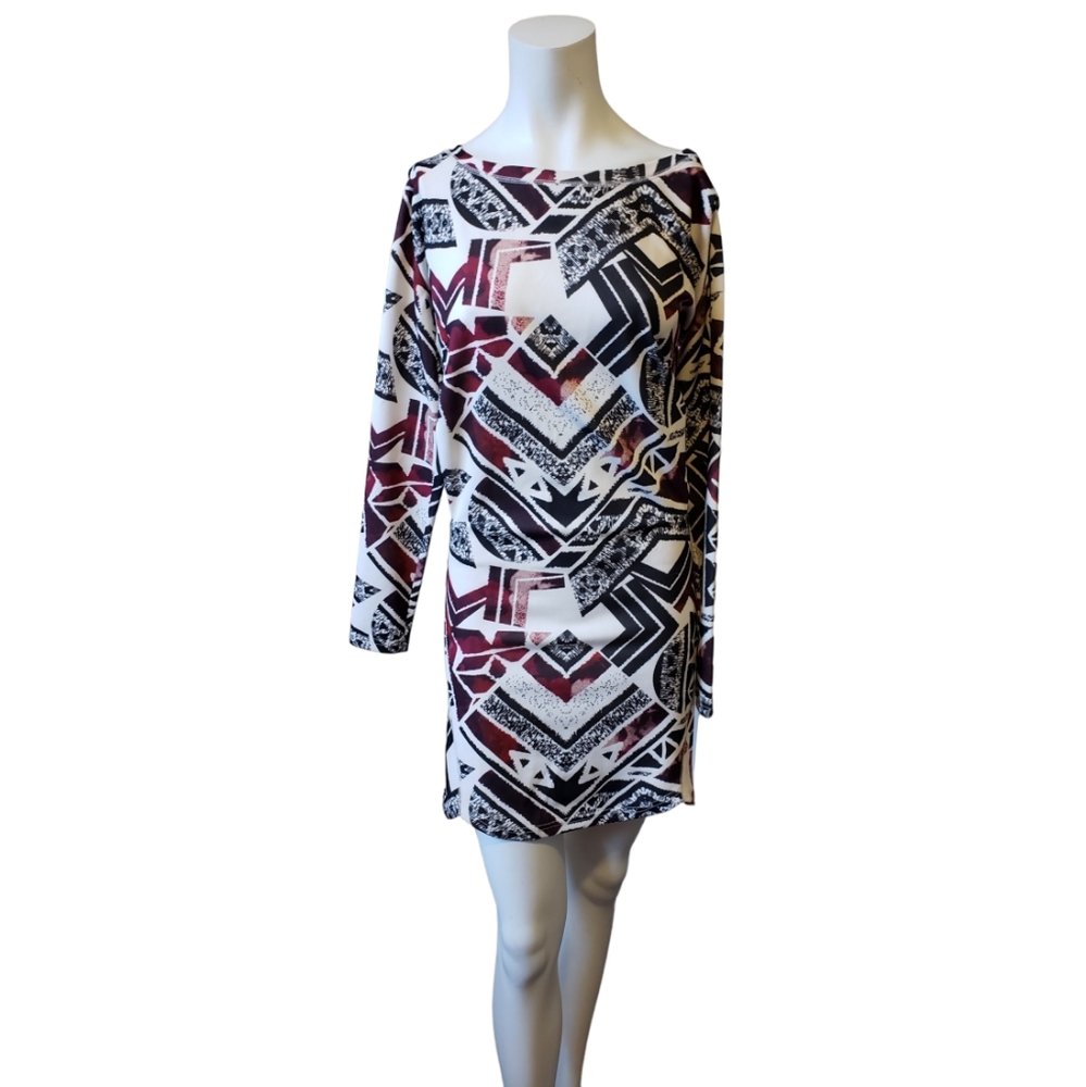 Vero Moda geometric long sleeve mini dress size medium